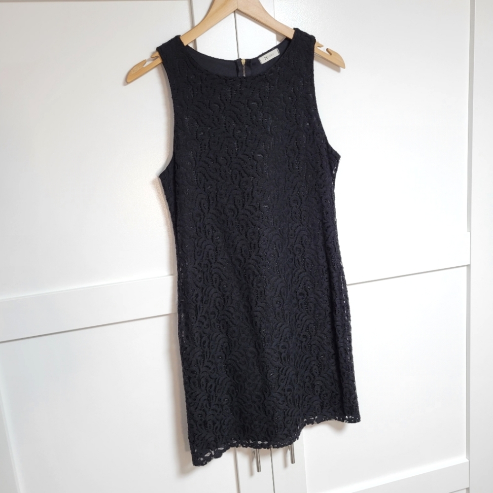 Anthropologie Everly Black Lace Overlay Dress (M)